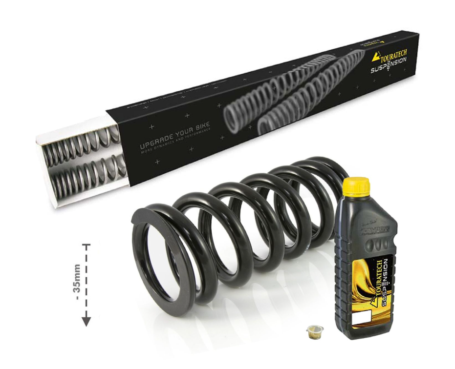 KTM 390 Adventure R (2025-)用ローダウンキット -35mm、フォークとショックアブソーバー用ローダウンスプリング